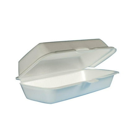 - Dart 72HT1, 7x4x2-Inch Performer White Hot Dog Foam Container with Removable Hinged Lid, Take-Out Disposable Sandwich Snack Containers (50)