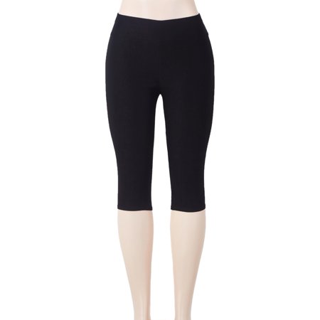 Seamless Capri Leggings - SAYFUT Women's Solid Color Capri Leggings High Waist Seamless Stretchy Tights Pants Black Size S-3XL
