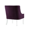 thumbnail image 5 of Lullede Purple Velvet Accent Chair - Upholstered Armless, Clear Acrylic Legs, Piping Stitch, 5 of 10