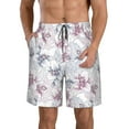 thumbnail image 2 of Uemuo Lilies Flowers Pattern Men's Swim Trunks Hawaiian Beach Bathing Suit Swimsuits Beach Quick-Dry Shorts with Pockets-Medium, 2 of 9