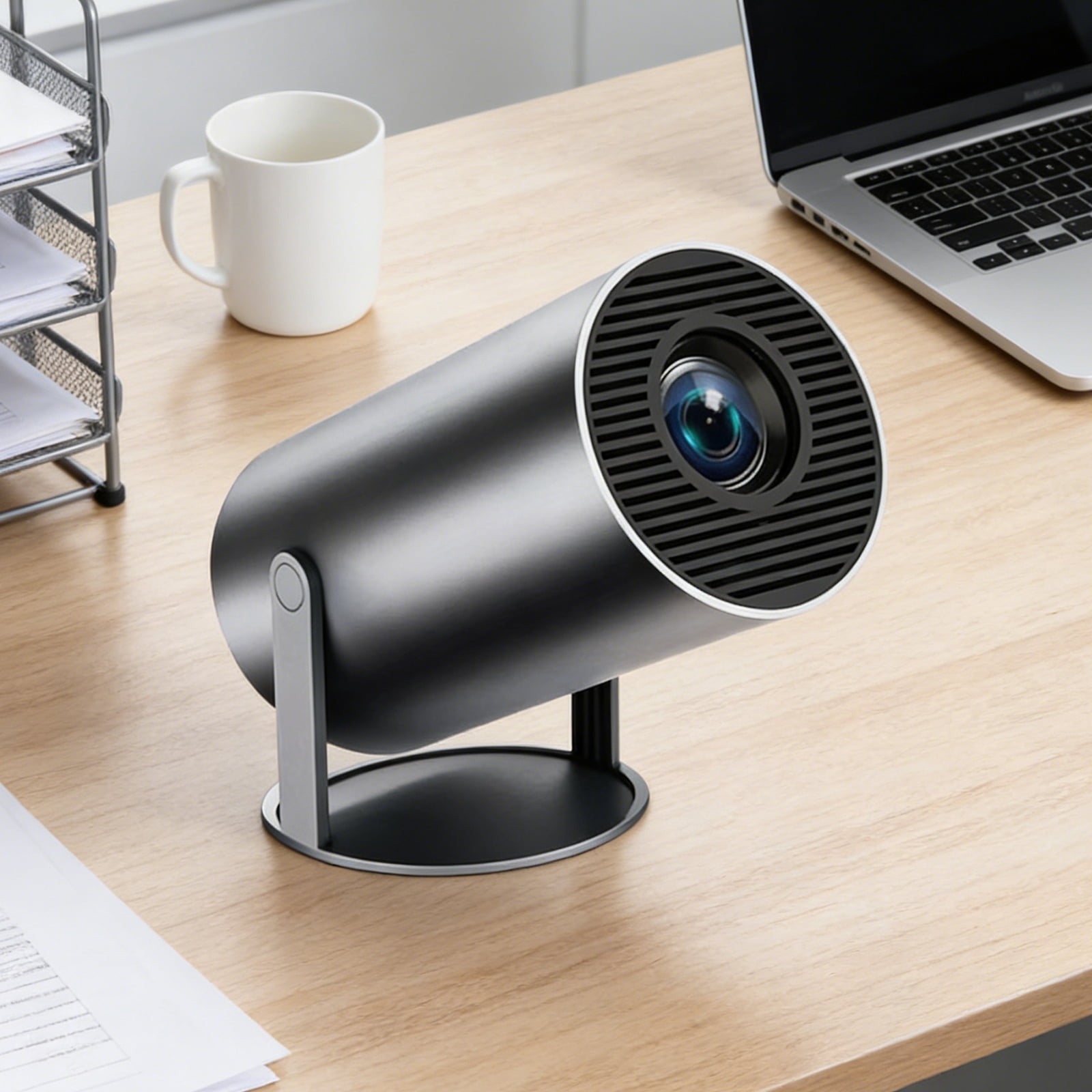 Mini Projector Smart 4K Projector 180° Rotation, Projector for Outdoor Movie, Black