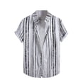 thumbnail image 2 of Swuxness Men's Short Sleeve Turndown Collar Shirt Stripe Print Beach Casual Lightweight Summer Top, 2 of 4