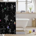 thumbnail image 3 of Manfei Spooky Stars Shower Curtain 72Wx72L,Cute Cartoon Themed Bathroom Curtain,Black Gray, 3 of 5