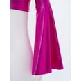 thumbnail image 6 of Miutii Kids Girls Disco Party Shirts Off-Shoulder Festival Rave Outfit Long Flared Sleeve Jazz Hip Hip Dance Crop Tops Hot Pink 6, 6 of 7