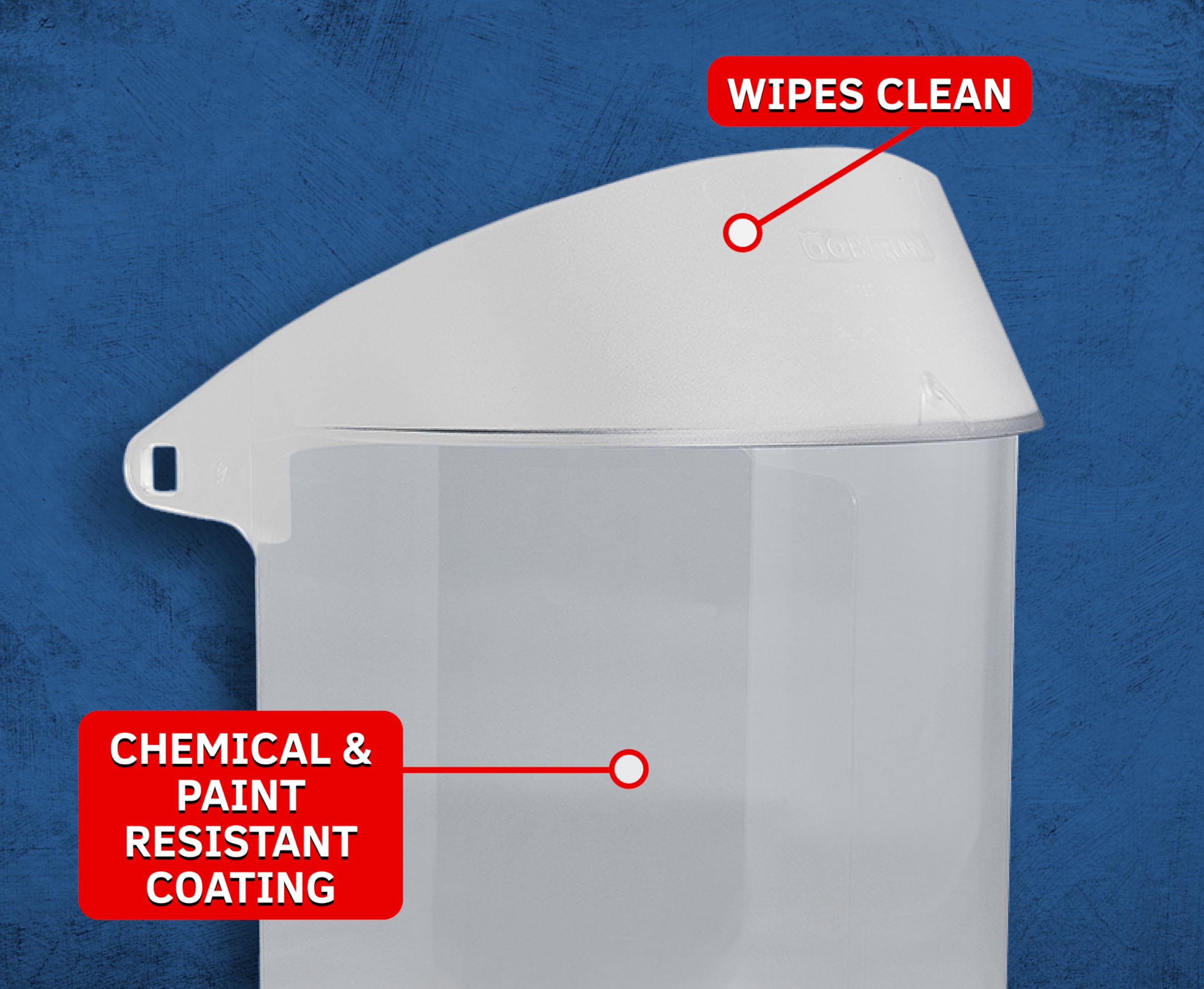 Oberon Clear Chemical Resistant Face Shield - Ratchet Headgear, Adapter, Anti-Fog Options - Face-Fit® Faceshield CA3