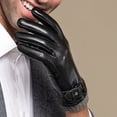 thumbnail image 3 of Guantes de cuero genuino para hombre, otoño e invierno, terciopelo, cálidos, gruesos, para conducir, guantes de piel de oveja con capa superior, 3 of 5