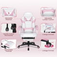 thumbnail image 3 of FULLWATT Video Gaming Chair Office Chair Ergonomic PC Computer Chair Reclining Racing Chair with High Back Swivel Executive Office Desk Chair with Extendable Footrest Adjustable Lumbar Pillow Pink, 3 of 8
