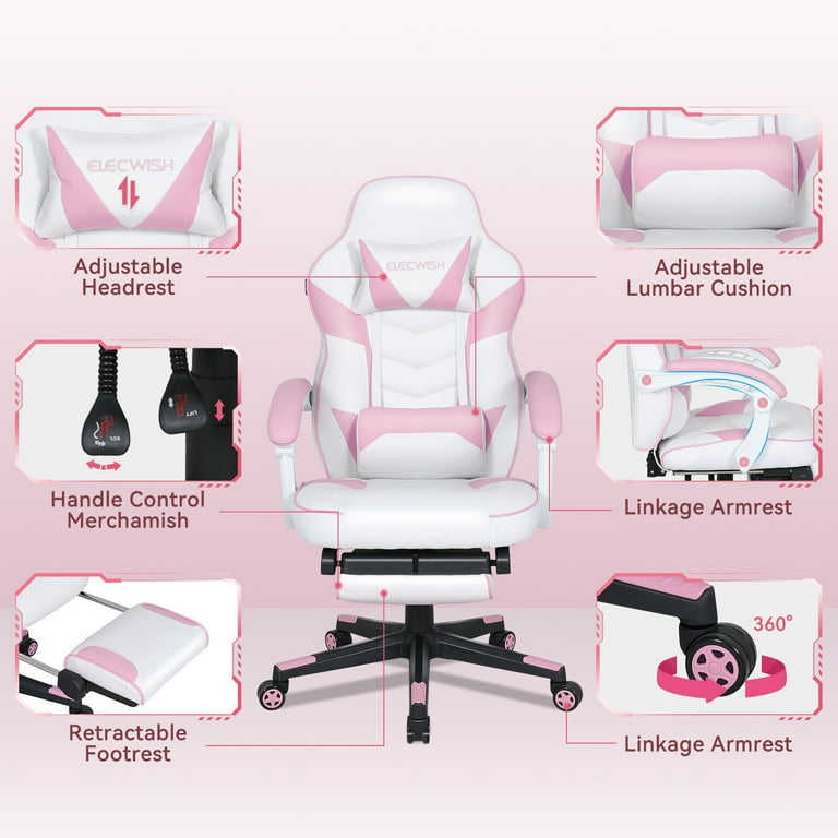 Bonzy home gaming chair pink and white sales