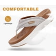 thumbnail image 6 of ONCAI Orthopedic Flip Flops Women with Arch Support Ladies Orthotic Recovery Sandals Comfortable Plantar Fasciitis Slip On Walking Sandal for Womans Indoor Casual Summer Khaki White Size 8.5, 6 of 8