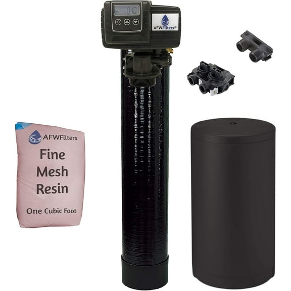 IRON Pro 2 Combination water softener iron filter Fleck 5600SXT digital metered valve for whole house 32,000 Grains, Black