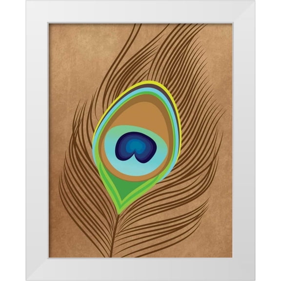 Robinson, Tamara 20x24 White Modern Wood Framed Museum Art Print Titled - Peacock Feather I