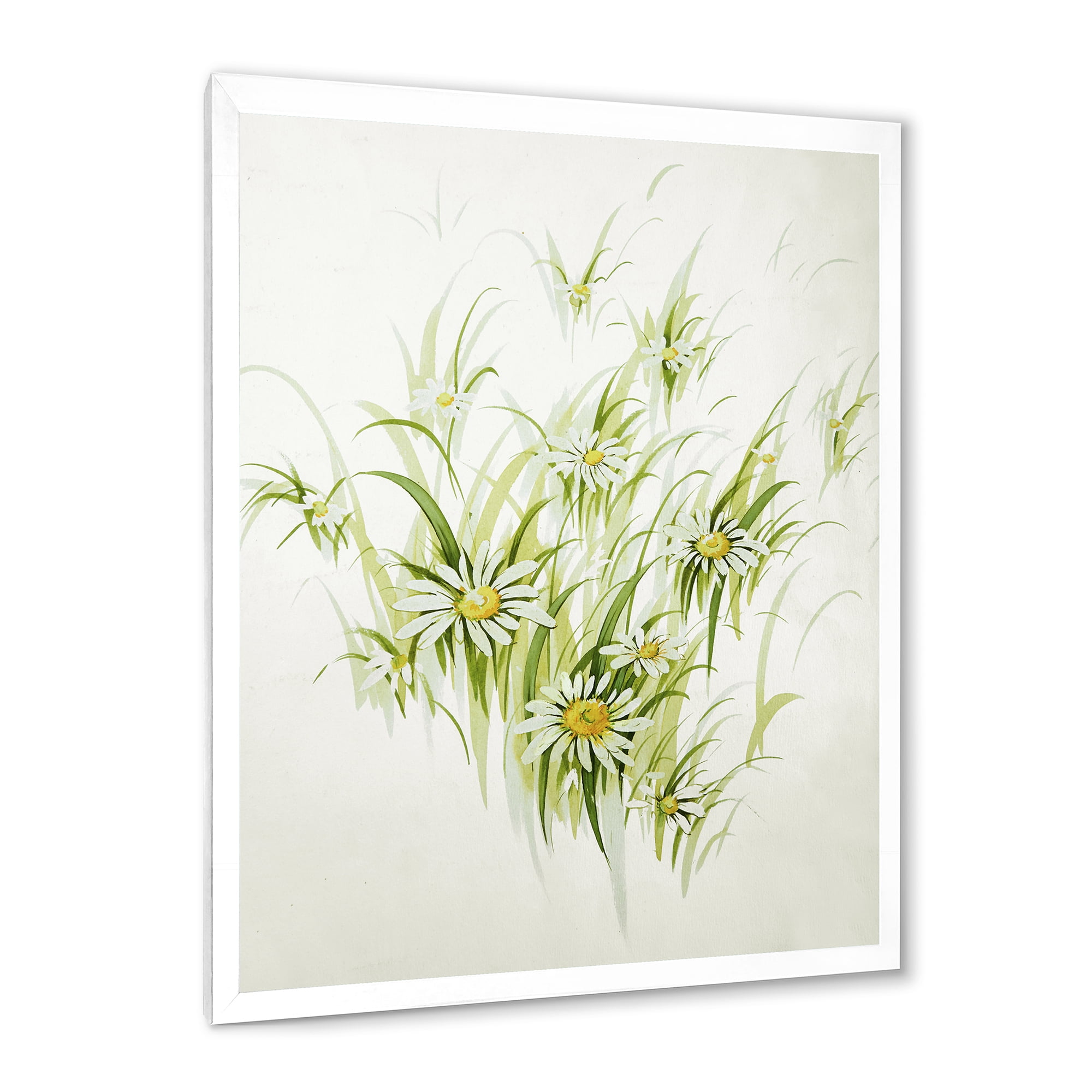 Designart 'Abstract Retro Drawing of Flowers I' Vintage Framed Art Print