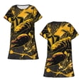 thumbnail image 5 of Salouo Urban Graffiti Scorpion Illustration Print Short Sleeve Sleepshirt for Womens Comfy Nightgown Scoopneck Cute Nightdress Ruffle -X-Large, 5 of 7