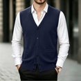 thumbnail image 2 of successthop Wool Sweaters for Men Cardigan Sleeveless V Neck Tops Button Up Knitwear Light Solid Fall Casual Clothes XL, 2 of 7