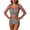 Black, variant on Women's Solid Color Backless Bikini Swimsuit Off-Shoulder High Cut Monokini with Removable Padded Bra for Beach Vacation Pool Party, Blue L