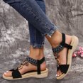 thumbnail image 2 of IWRICH Womens Low Wedge Sandals Arch Support Summer Beach Shoes Comfort Walking Bohemian Footwear Black 7, 2 of 6