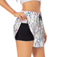 thumbnail image 1 of Balery Cartoon Cute Rabbit Pantalones cortos deportivos para mujer con forro y dos bolsillos, elásticos, para entrenamiento, gimnasio, yoga-Small, 1 of 7