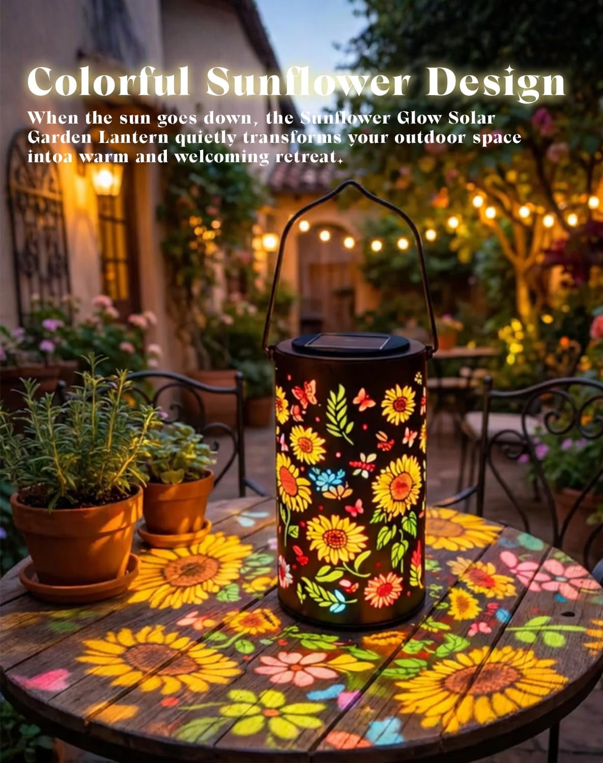 Colorful Sunflower Glow Solar Garden Lantern, 2026 Waterproof Outdoor Solar Powered Hanging Light for Garden, Patio, Pathway Lantern, Let Your Garden Bloom with Light After Sunset