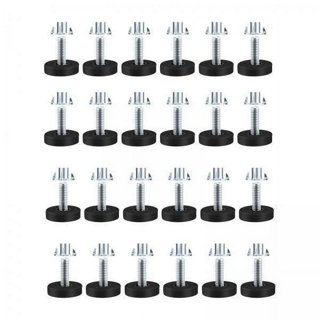 4x 24 Piezas de Patas de Nivelación de Muebles Niveladores de Patas de Mesa Ajustables M6 con Inserciones Roscadas Niveladores de Muebles para Suelos