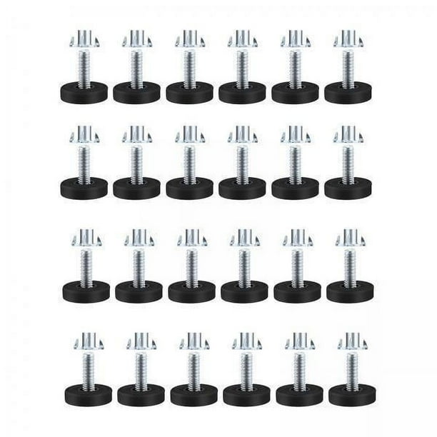 2x 24x Patas de Nivelación de Muebles Niveladores de Muebles para Pisos Irregulares Tornillo Ajustable en 1/4 M6 Niveladores de Patas de Mesa para 2 piezas