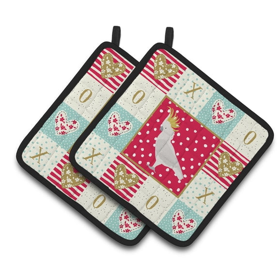Carolines Treasures CK5522PTHD Cockatoo Love Pair of Pot Holders, Red, 7.5HX7.5W, multicolor
