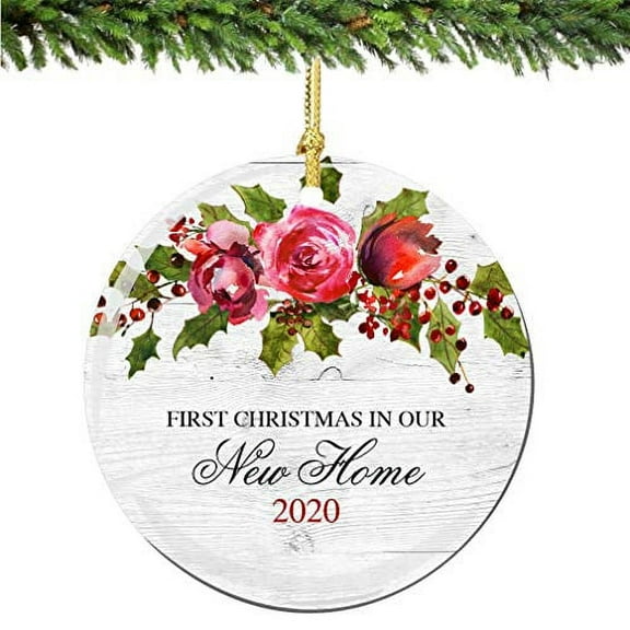 Our 1st Christmas in Our New Home 2023 Holly Porcelain Ornament Married Wedding House Warming Gift