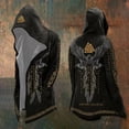 thumbnail image 2 of Viking Knit Cardigan with Hooded Longline Patterned Sweater Jacket Open Front for Men Black L, 2 of 5