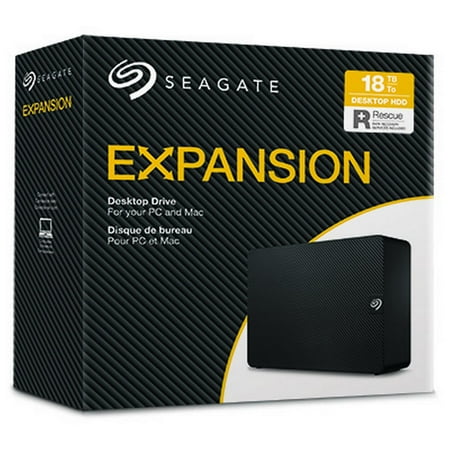 Seagate - Expansion 18TB External USB 3.0 Portable Hard Drive with Rescue Data Recovery Services - Black