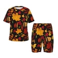 thumbnail image 1 of Fotbe Autumn Maple Leaves A Pijama Estampada de 2 Piezas para Niños – Ropa de Dormir de Manga Corta Cómoda para Niños y Niñas, Camiseta y Shorts de Algodón-Large, 1 of 6