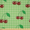 thumbnail image 2 of Ambesonne Cherry Fabric by the Yard Microfiber, Simplistic Cherries, 3 Yards, Pale Green Burgundy, 2 of 2