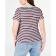 thumbnail image 2 of Planet Gold Juniors Trendy Plus Size Striped Lettuce-edge Top,Agate Green,1X, 2 of 2