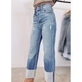 thumbnail image 3 of HOTAPEI Boyfriend Jeans for Women Ankle Length High Waisted Distressed Ripped Jeans Straight Leg Cuffed Jeans US 4-18, 3 of 6