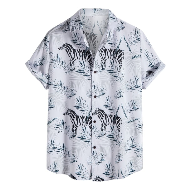 Hombres Casual Botones Playa Sin posicionamiento Estampado Turndown Camisa de manga corta Blusa Pompotops oipoqjl49430
