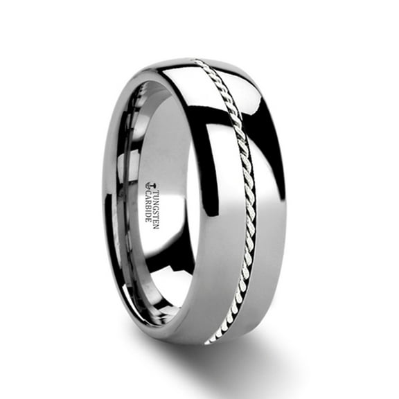 Baldwyn Braided Palladium Inlay Domed Tungsten Ring