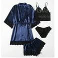 thumbnail image 3 of Womens Soft Pajama Clearance- Silk Satin Bathrobes Lace Sexy Plus Size Robe Sleepwear Blue Size S, 3 of 6