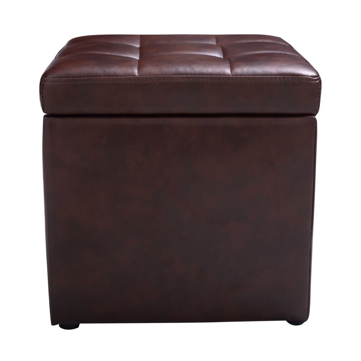 Costway 16 Cube Ottoman Pouffe Storage Box Lounge Seat Footstools with Hinge Top Ideal for Blanket Storage Black Walmart