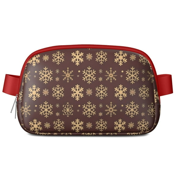 Brown Christmas Snowflake Pattern Cute Fanny Packs for Women,Travel Waterproof Crossbody Fanny Bags Waist Purse for Women Anti Theft Adjustable Strap for Running Travel Cycling