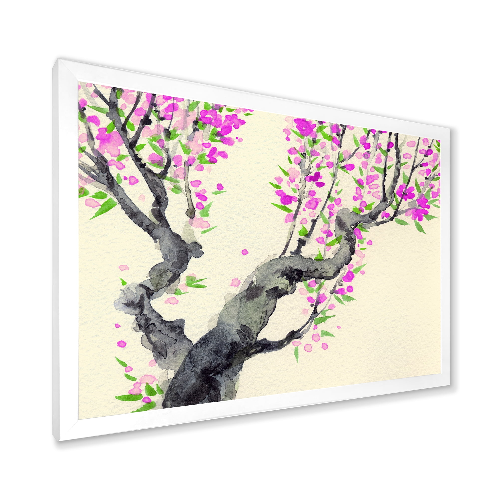 Designart 'The Japanese Tree With Purple Flowers On' Traditional Framed Art Print