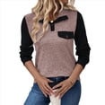 thumbnail image 2 of Blusa Holgada de Retazos con Cuello de Solapa y Botones de Larga con Bloques de Color para Mujer, Estilo Urbano Y2K Rosa M, 2 of 6