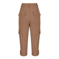 thumbnail image 6 of Fnooota Mens Cargo Pants, Outdoor Multi-pocket Casual Summer Cuffed Capris Brown Size S, 6 of 6