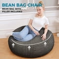 thumbnail image 3 of Bean Bag Chairs for Adults，Bean Bag Chair with Filler Included，Detachable and Washable Flannel Cover, Round Fluffy Sofa Chair Filled with Memory Foam, Suitable for Gaming, Bedroom (Grey), 3 of 7