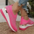 thumbnail image 4 of CQONEPT Walking Tennis Shoes for Womens Knit Slip on Breathable Mesh Sneakers Comfortable Sneaker Elastic Sock Slip On Lightweight Non-Slip Fall Shoes Size 6 Hot Pink, 4 of 8
