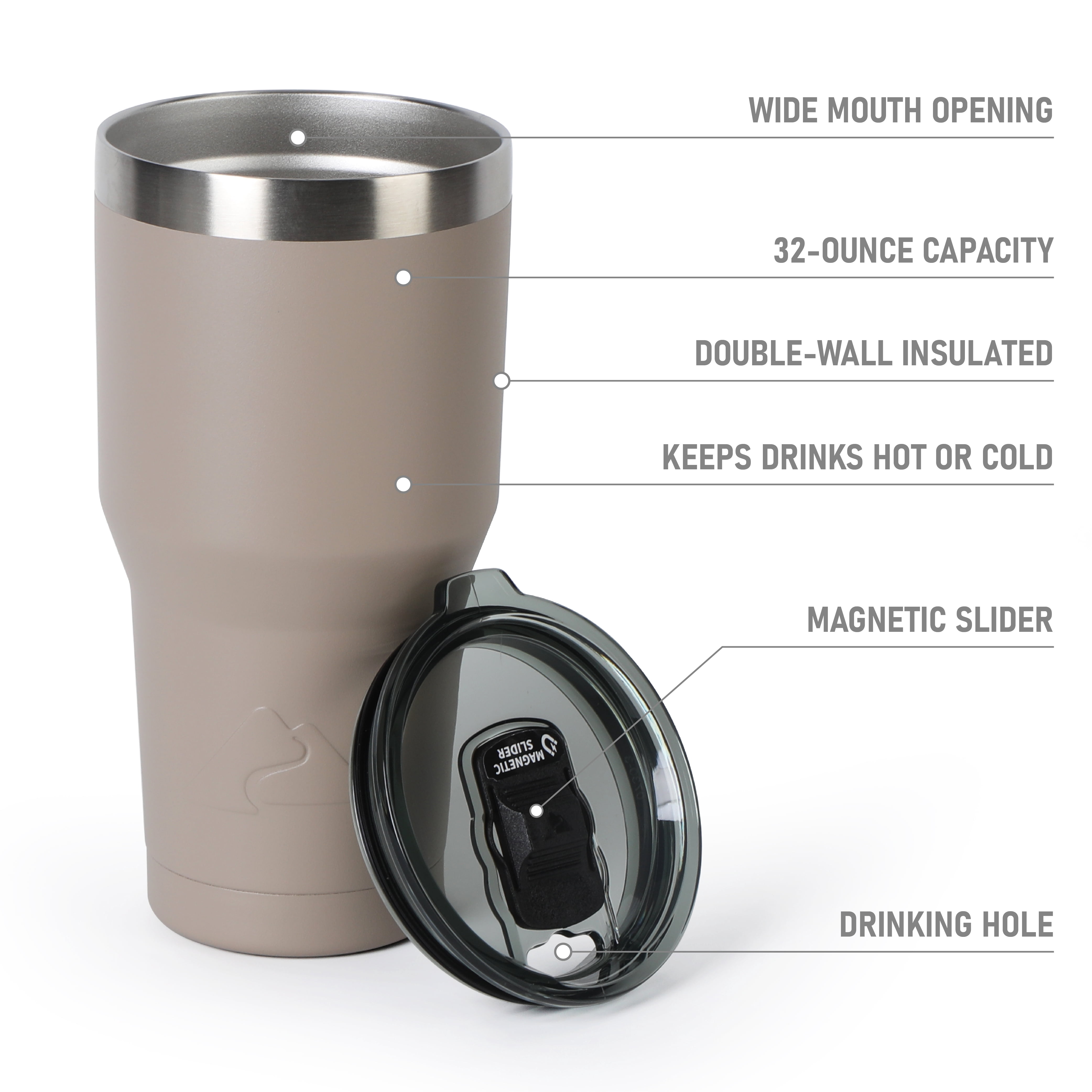 Ozark Trail 32 oz Stainless Steel Insulated Tumbler, Tan