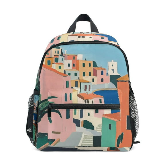 FORMRS School Backpack with Front Zippered Pocket 12" Student Travel Daypack, Art City