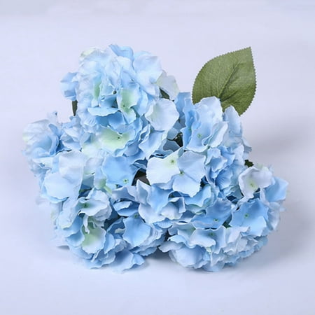 Artificial Silk Hydrangea Bouquet Fake Flowers Arrangement Home Wedding decor,1 Bunch of 5 flowers ,Light (Best Blue Hydrangea For Zone 5)