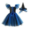 thumbnail image 2 of Delliss Girl's Halloween Costume Flying Sleeve Tulle Witch Cosplay Performance Dress+Hat 2-12 Years, 2 of 3