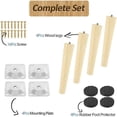 thumbnail image 4 of Juego de 4 patas para muebles de madera maciza, patas de repuesto para sofá con tapete antideslizante, placa de montaje y tornillos para cama, armario, cajón (15 cm, pata en ángulo), 4 of 5