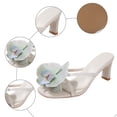 thumbnail image 4 of Rokment Women's Open Toe Floral Kitten Heels Boho Beach Summer Block High Heeled Flower Flip Flops Thong Dress Slides Sandals Beige Size 6, 4 of 6