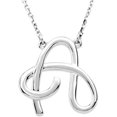 thumbnail image 1 of Precious Stars Unisex 14K White Gold Script Font A Initial Necklace, 1 of 2
