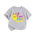 thumbnail image 1 of Gibobby Blusas Verano Nueva ropa para niños Estilo de Europa y Unidos Camiseta de manga corta para niñas Huevo de Pascua Estampado Cuello redondo Camiseta para niños Regalo（Gris， 5-6 Años), 1 of 3